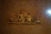 26.5.2001 AFA 93 interior - detail of castle on inlay panels.