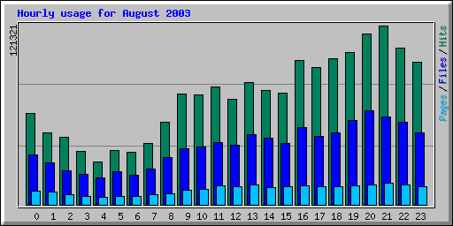 Hourly usage for August 2003